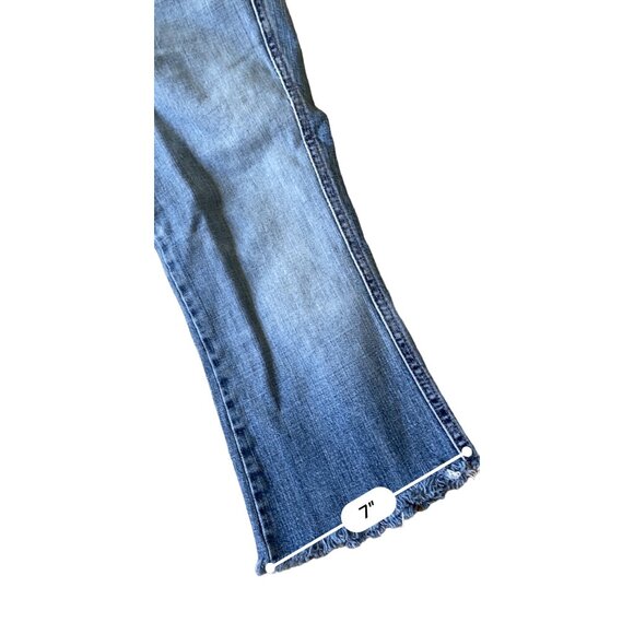 7 For All Man Kind Y2K Cropped Jeans Womens 26 Embroidered Pockets Raw  Hem Boho - Picture 12 of 13